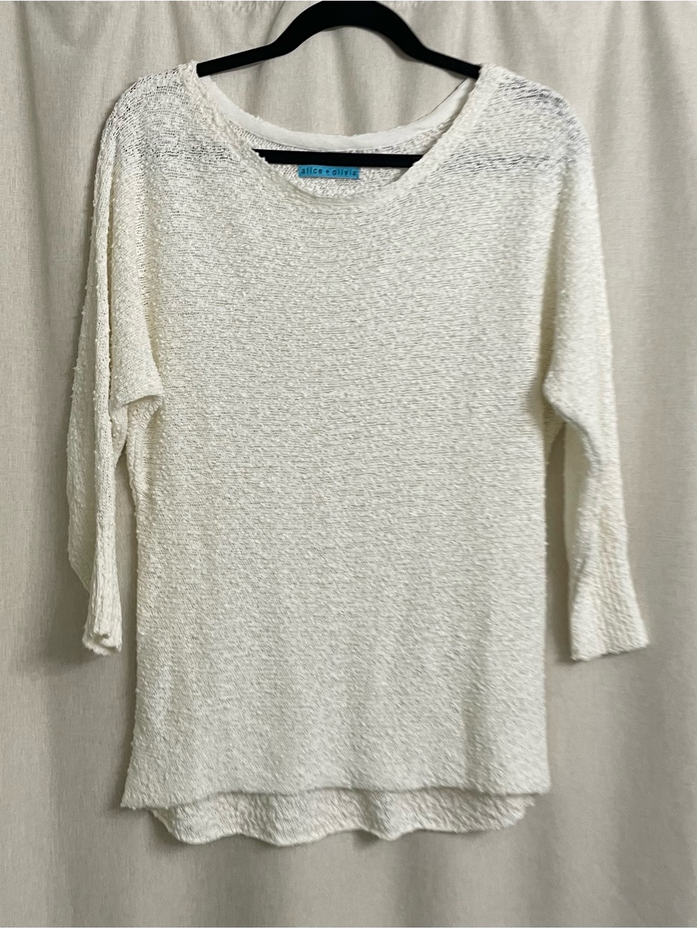 Alice + Olivia Ivory Boucle Knit Sweater Top Oversized Textured